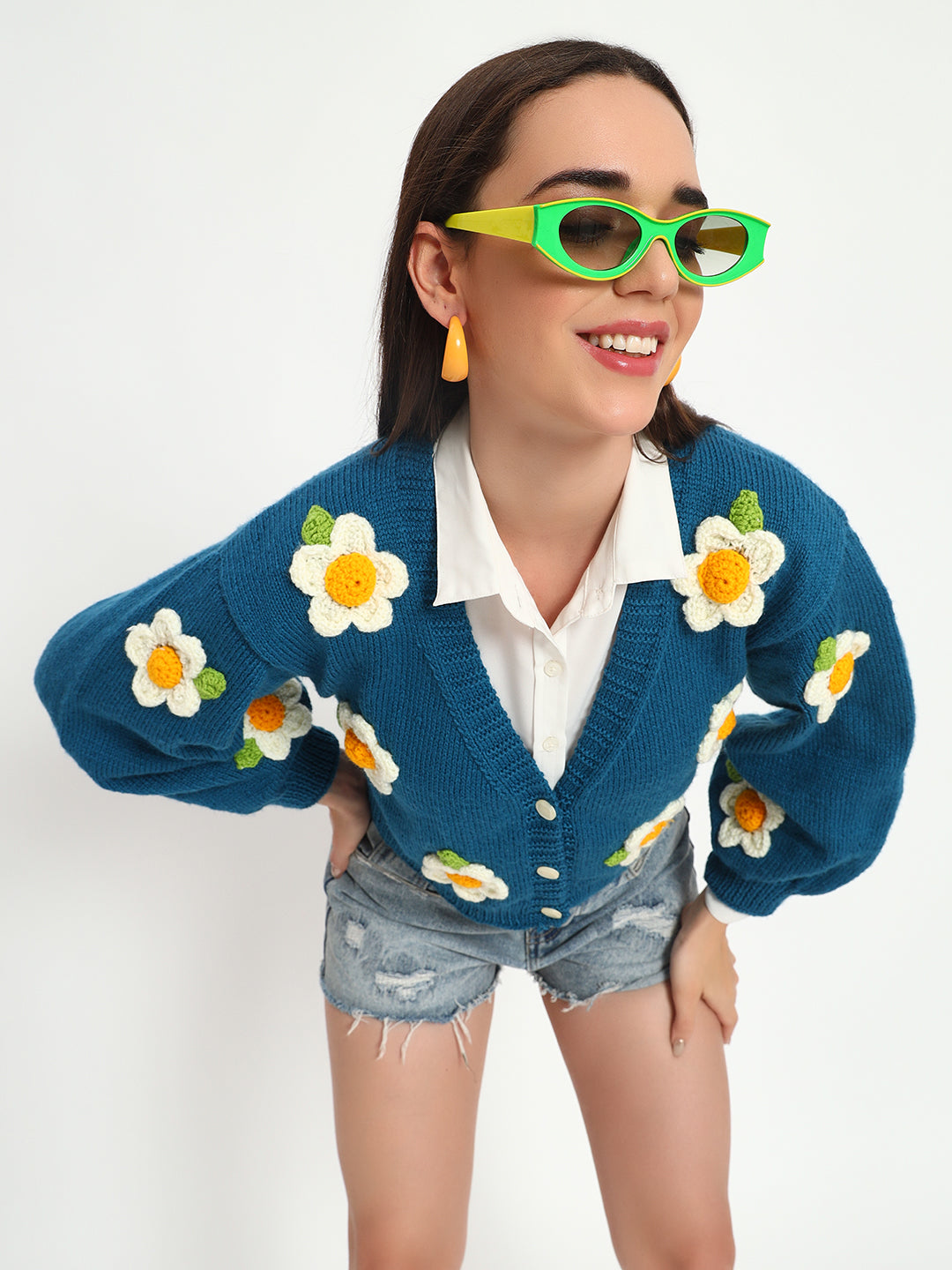 Isfahan Teal Daisy Cardigan