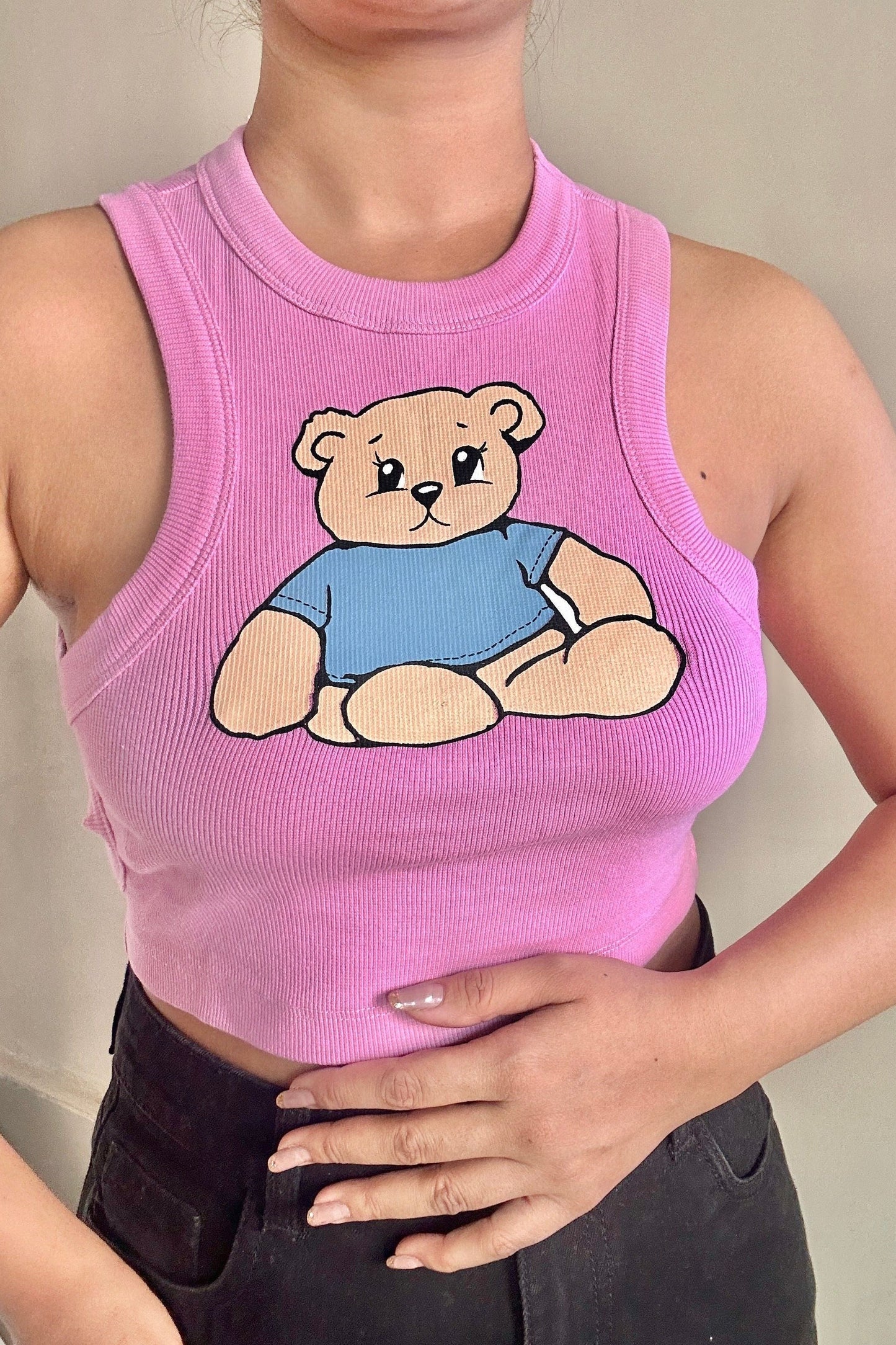 Pink Teddy Cami CutBack Top