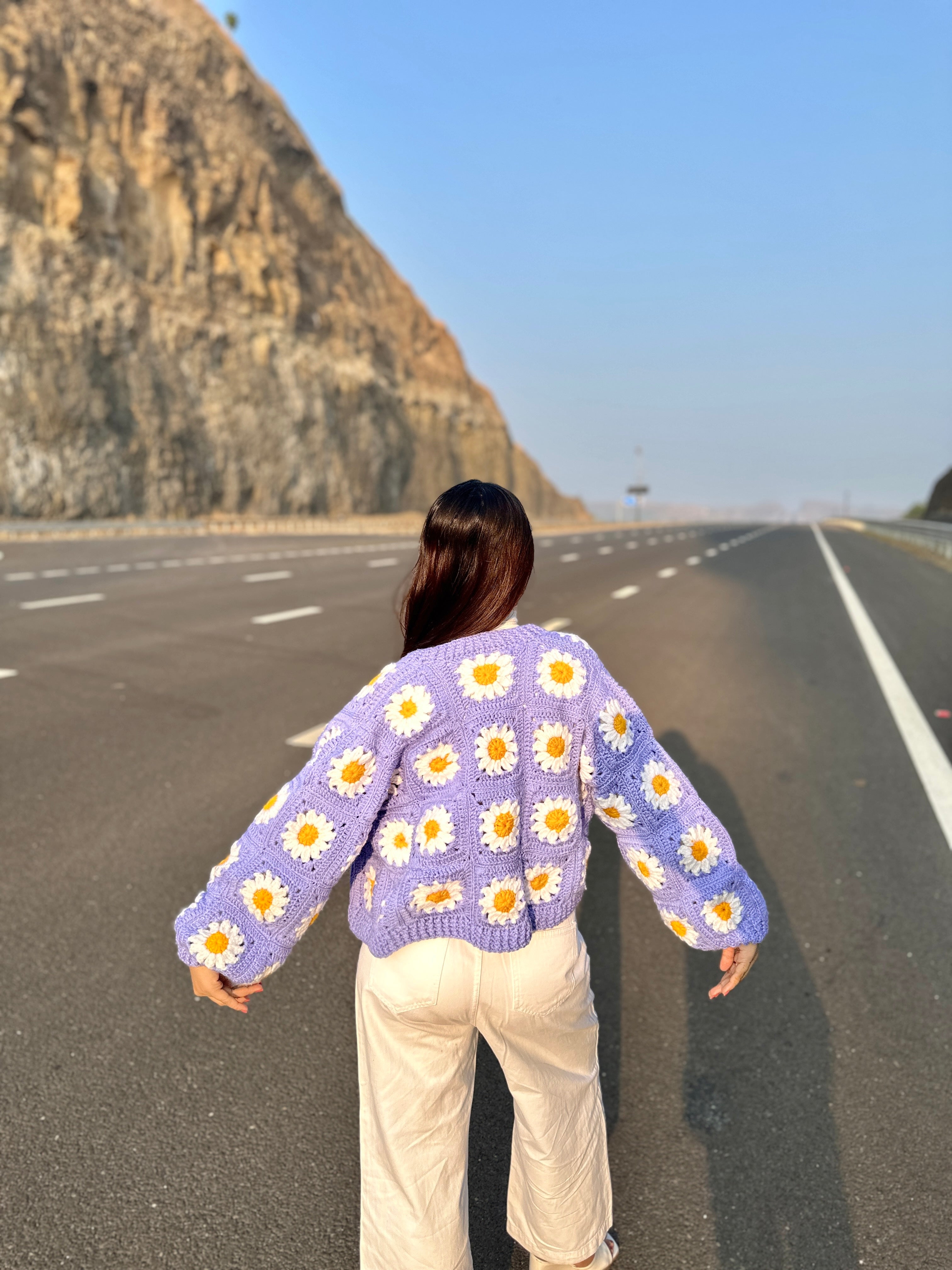 Purple Picnic Crochet Cardigan