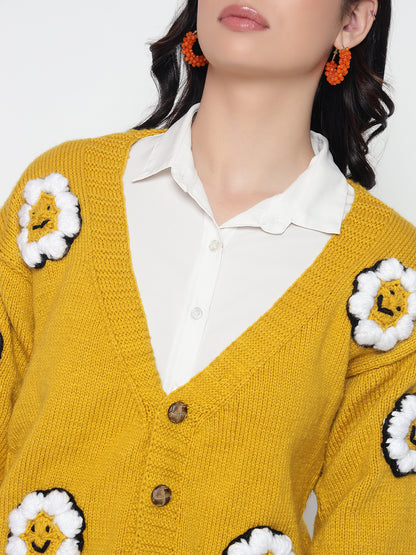 Smiley Mustard Cardigan