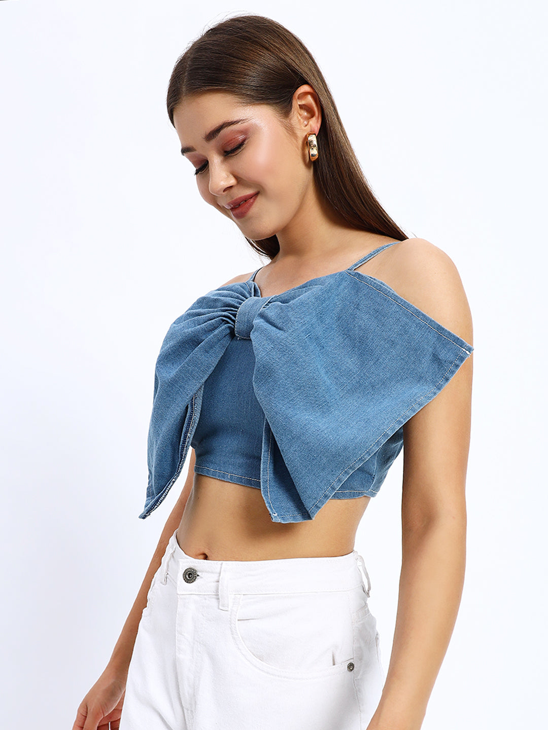 Denim Front Bow Cami Top