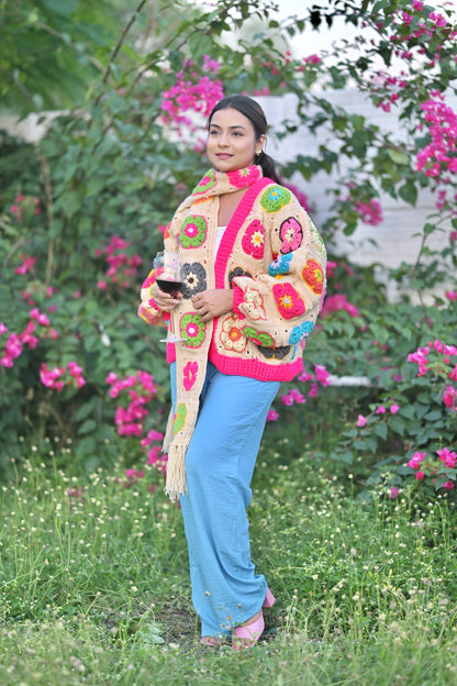 Mohair Cardigan With scarf