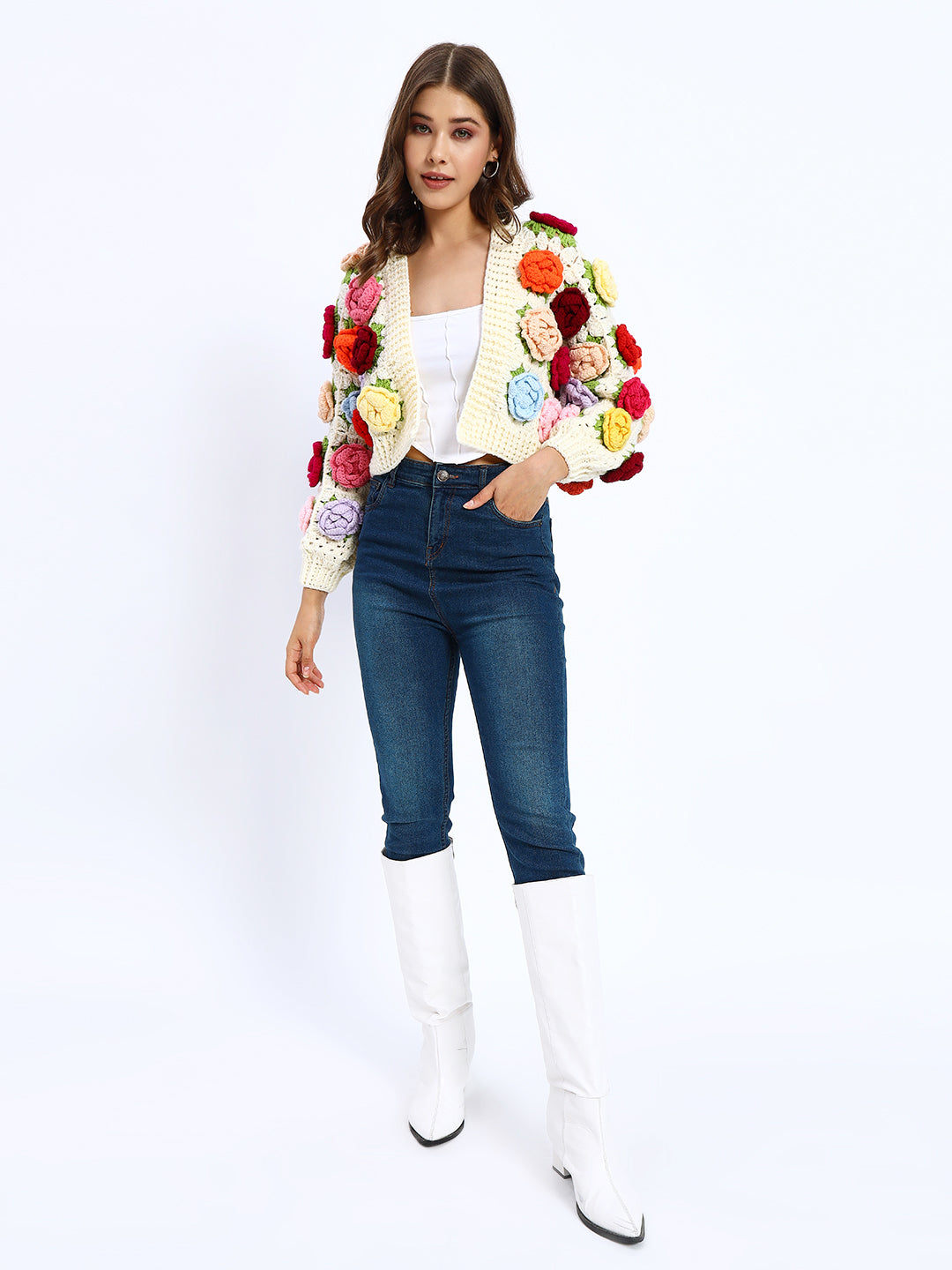 Multicoloured Rose Garden Cardigan