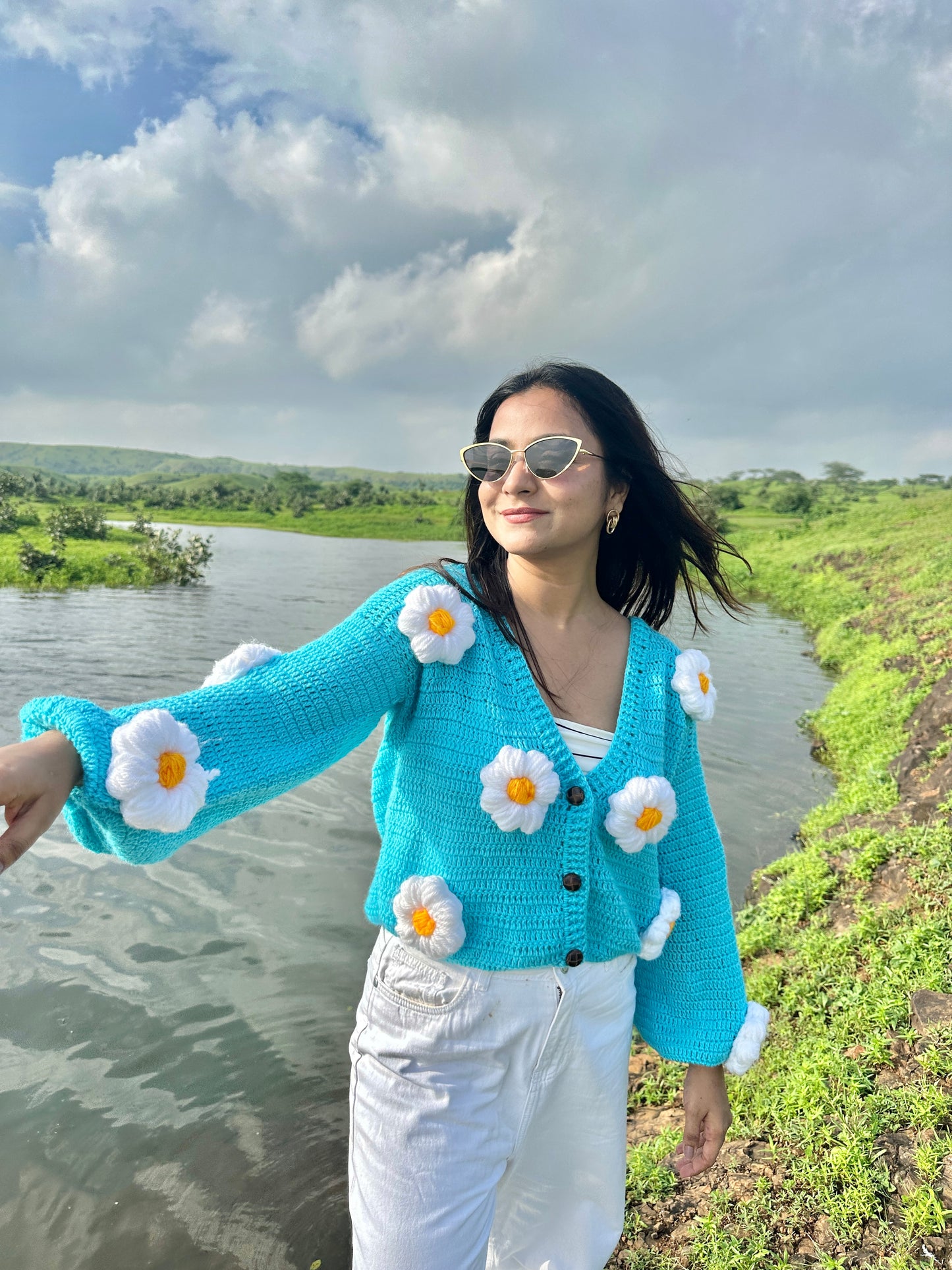 Blue Daisy Cardigan