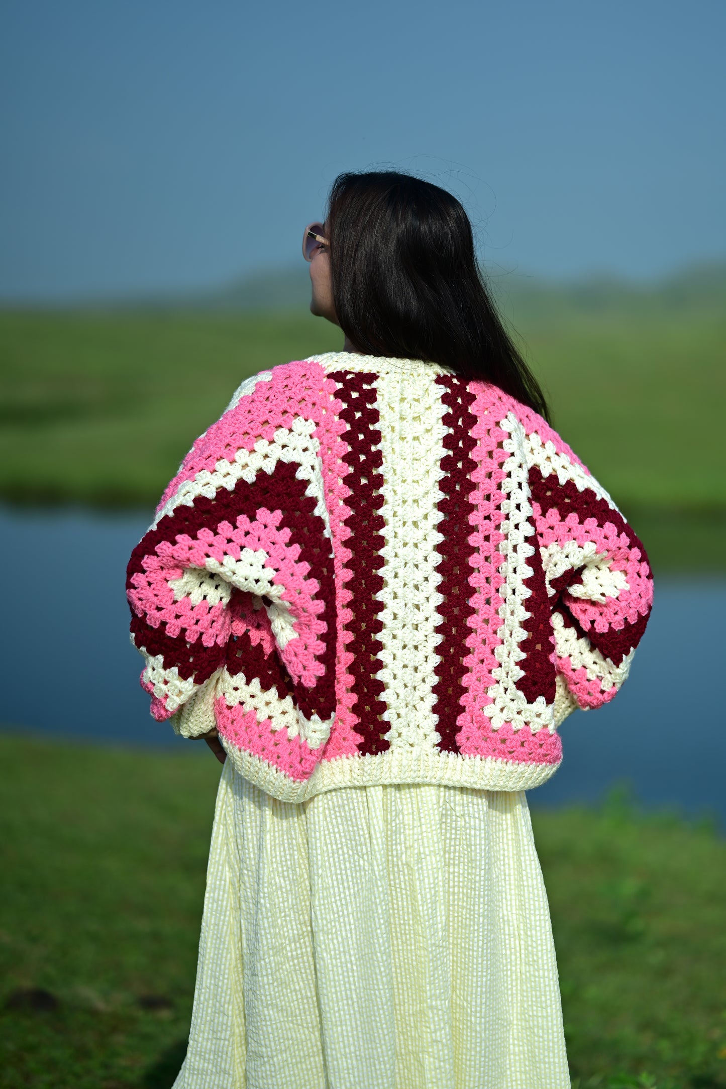 Cozy Pearl Cardigan - Pink Maroon