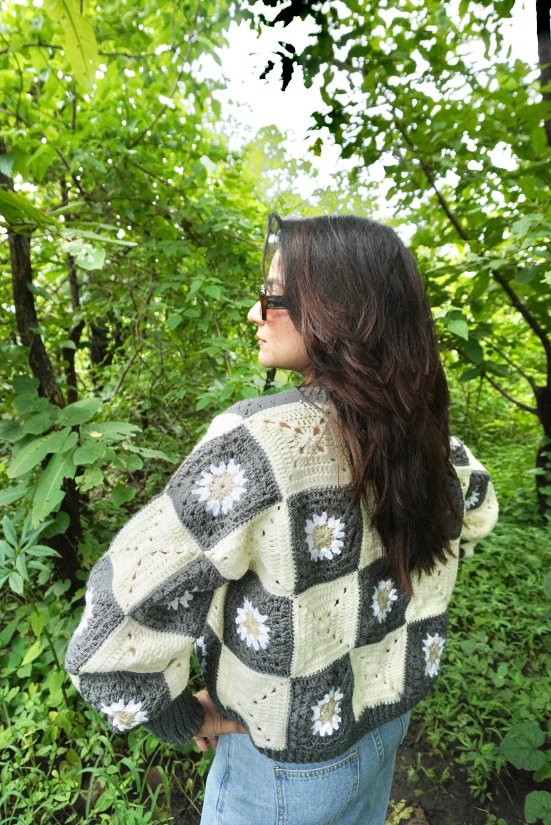 Gray Patch Daisy Cardigan