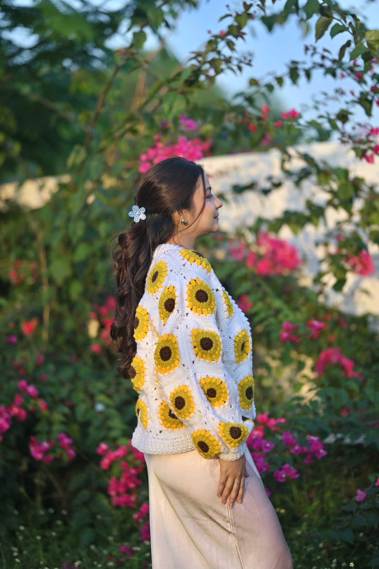 White Picnic Granny Cardigan
