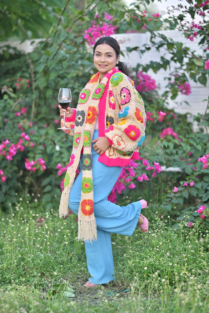 Mohair Cardigan With scarf