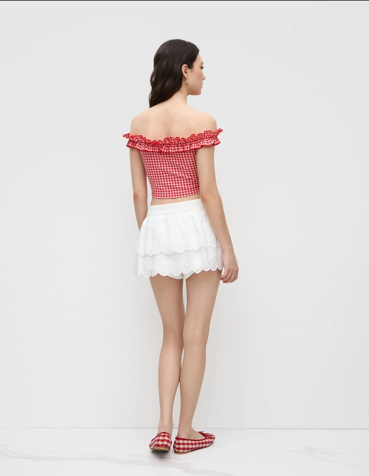 Off Shoulder Gingham crop top