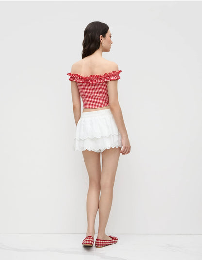 Off Shoulder Gingham crop top