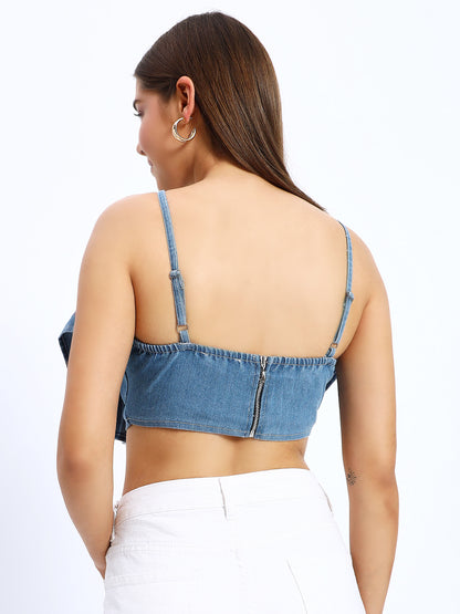 Denim Front Bow Cami Top