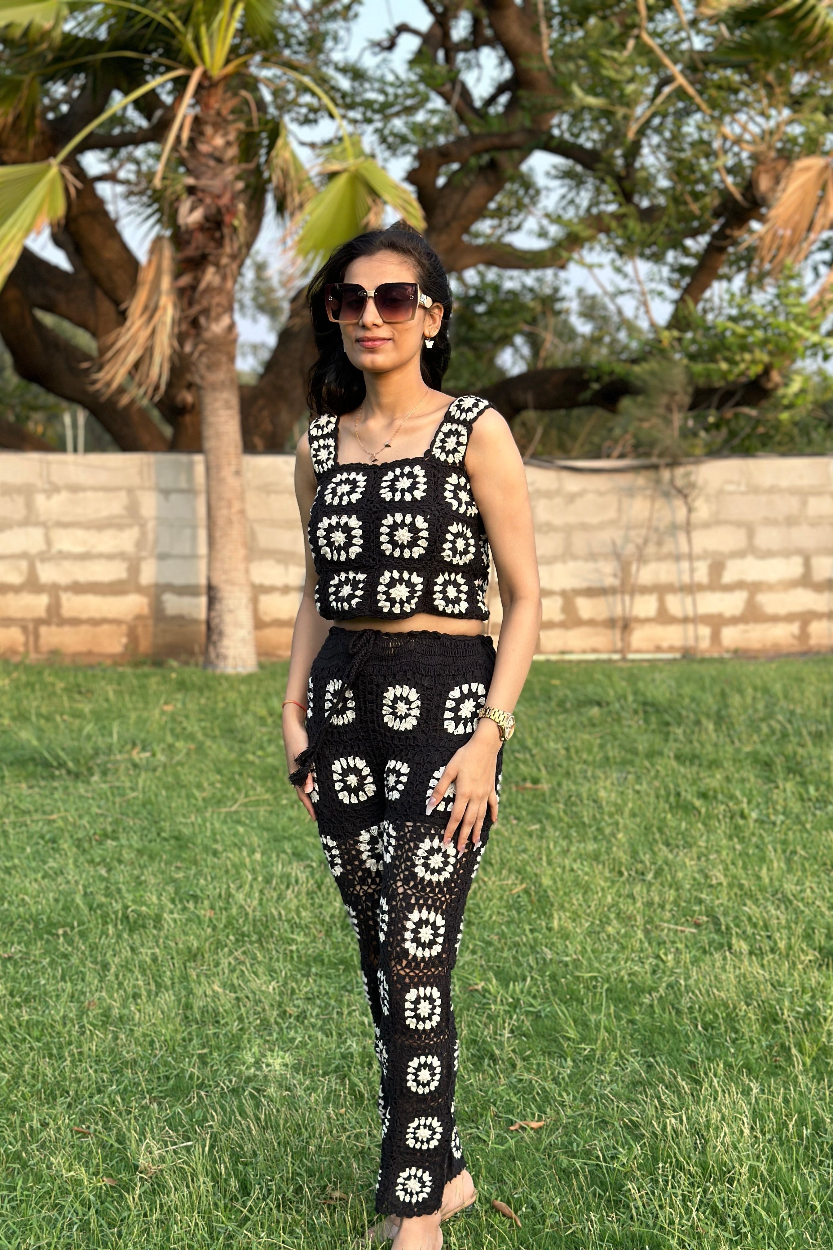 Black Square Crochet Co-ord Set