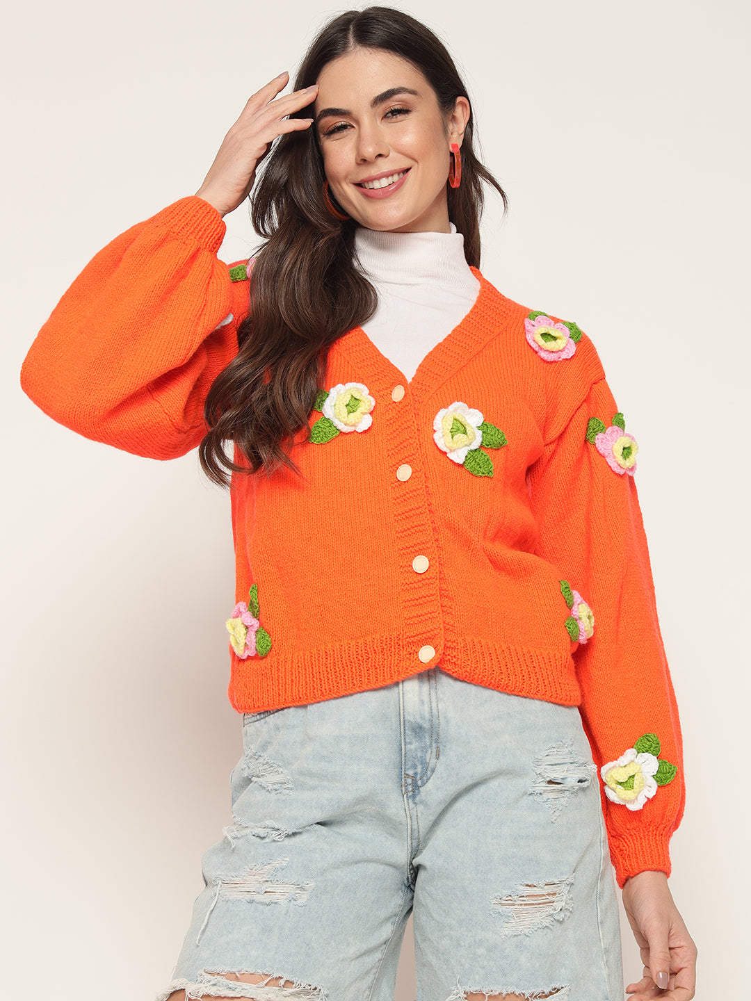 Sarah Orange Cardigan