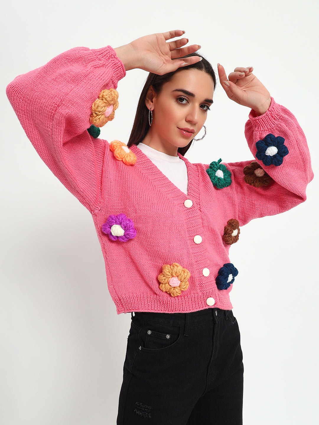 Murren Pink Daisy Cardigan