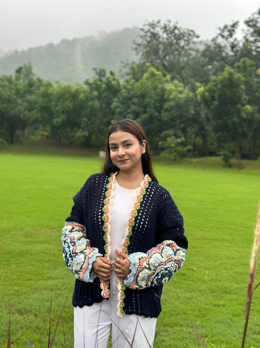 Intarsia Cardigan - NavyBlue