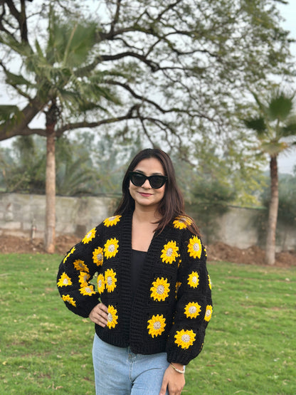 Black Picnic Daisy Cardigan