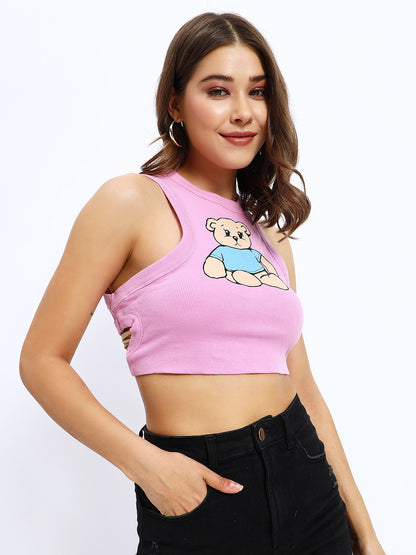 Pink Teddy Cami CutBack Top