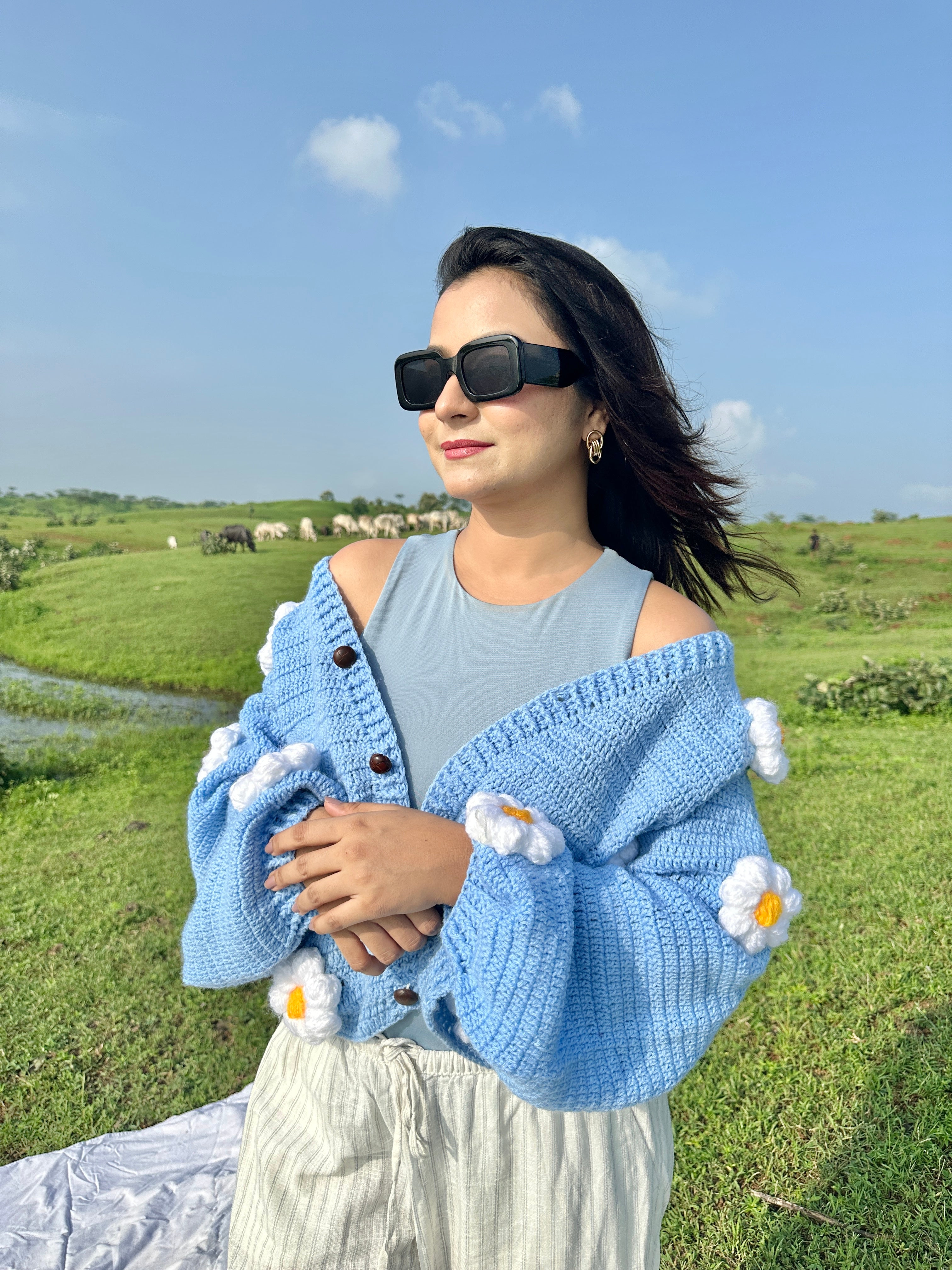 Day SkyBlue Daisy Cardigan