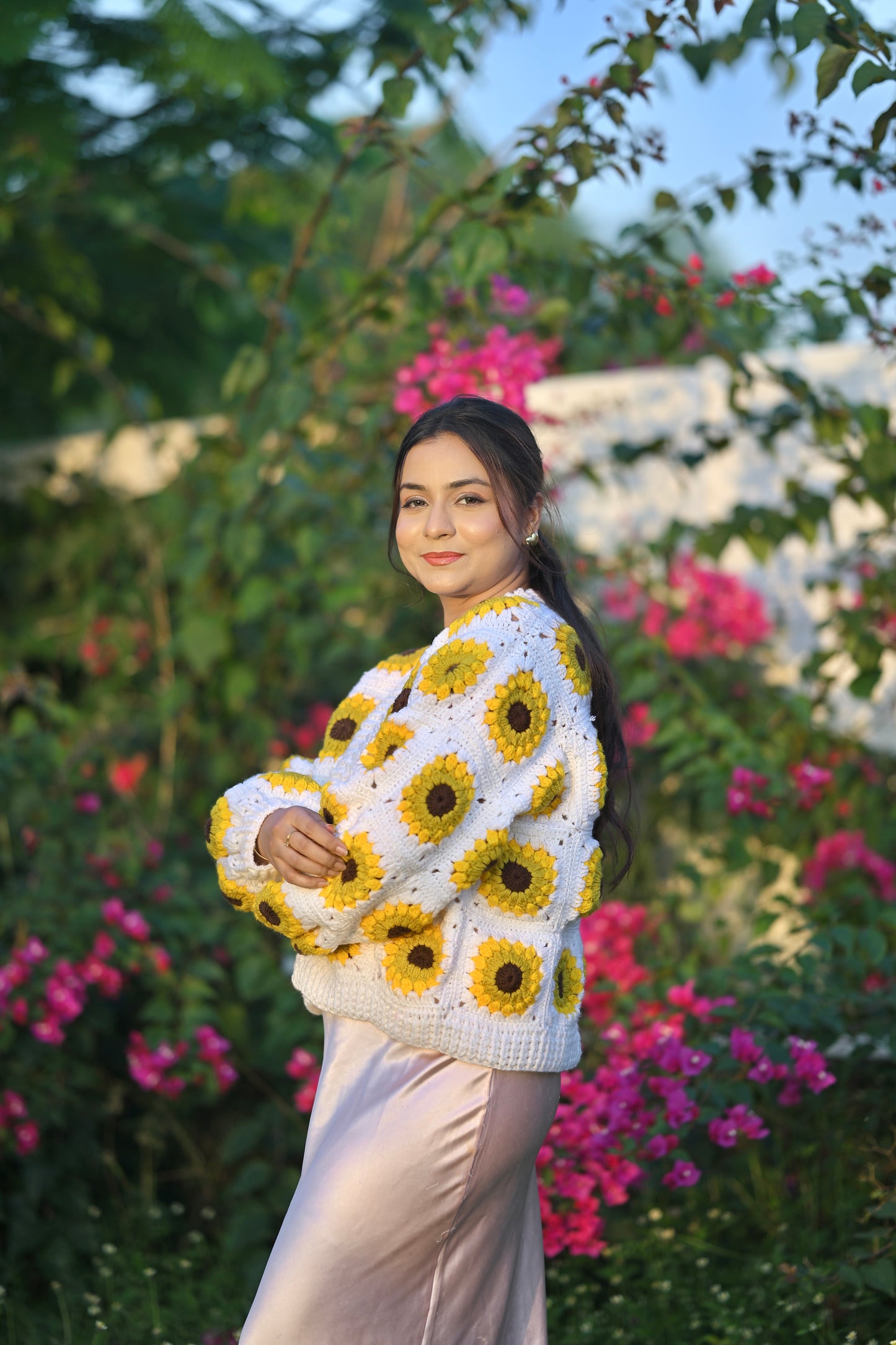 White Picnic Granny Cardigan