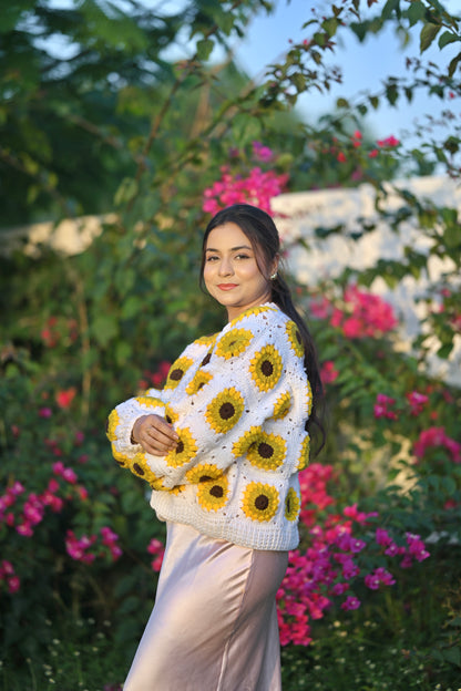 White Picnic Granny Cardigan