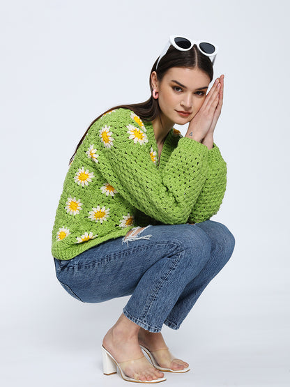 The OG Green Daisy Cardigan