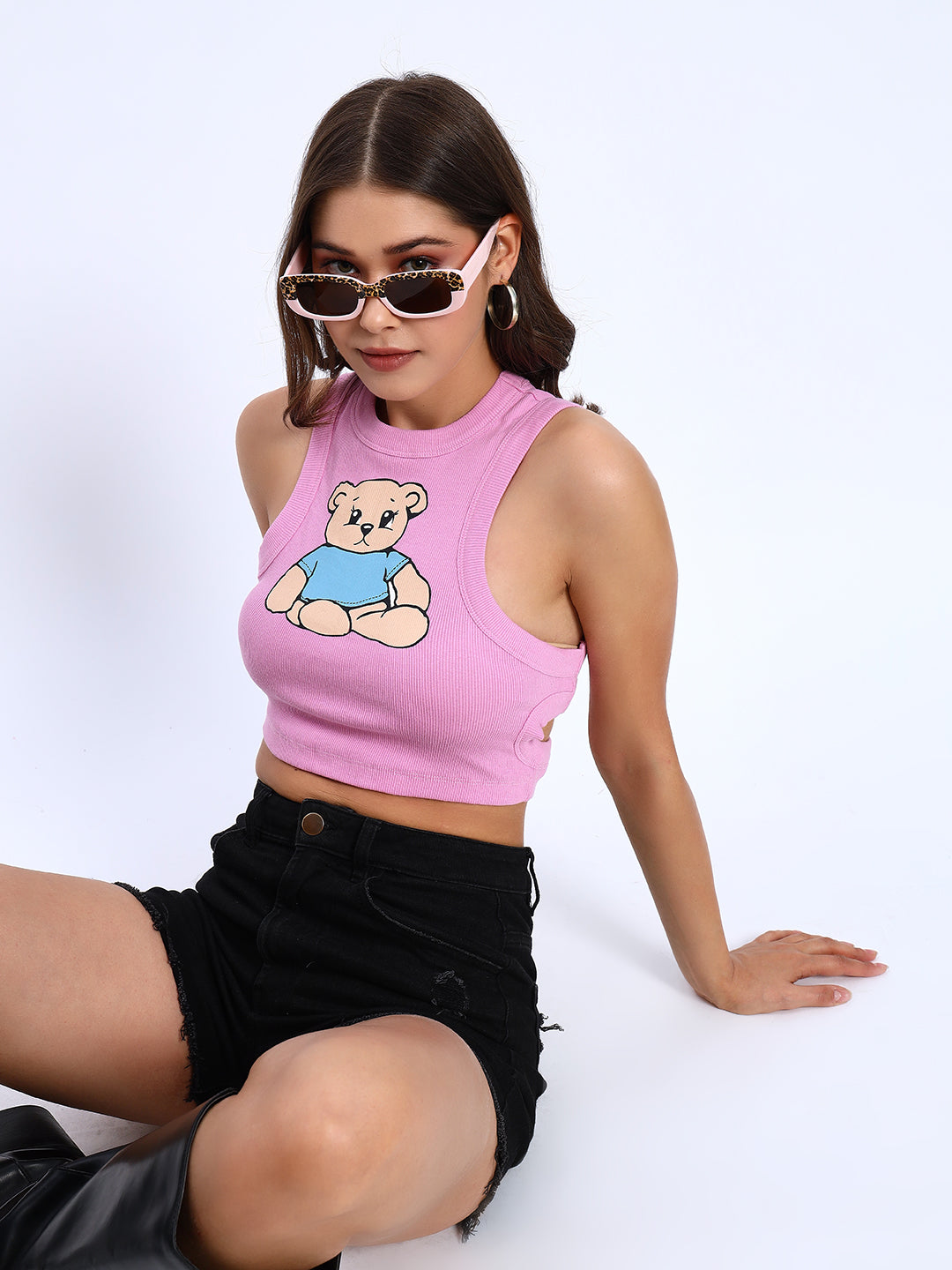 Pink Teddy Cami CutBack Top