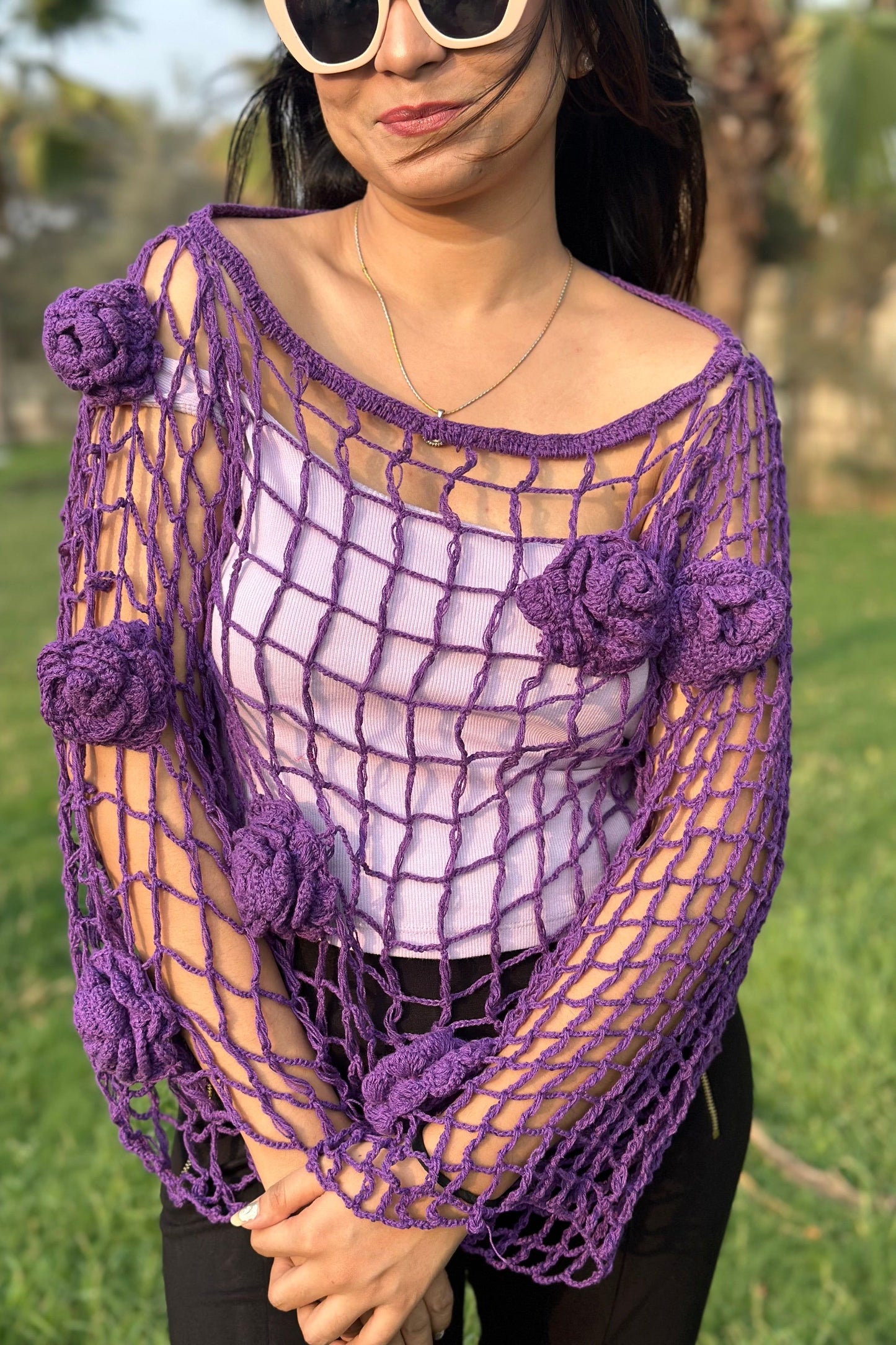 BeeQueen Purple Crochet Top