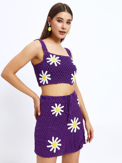 Purple Daisy Crochet Set