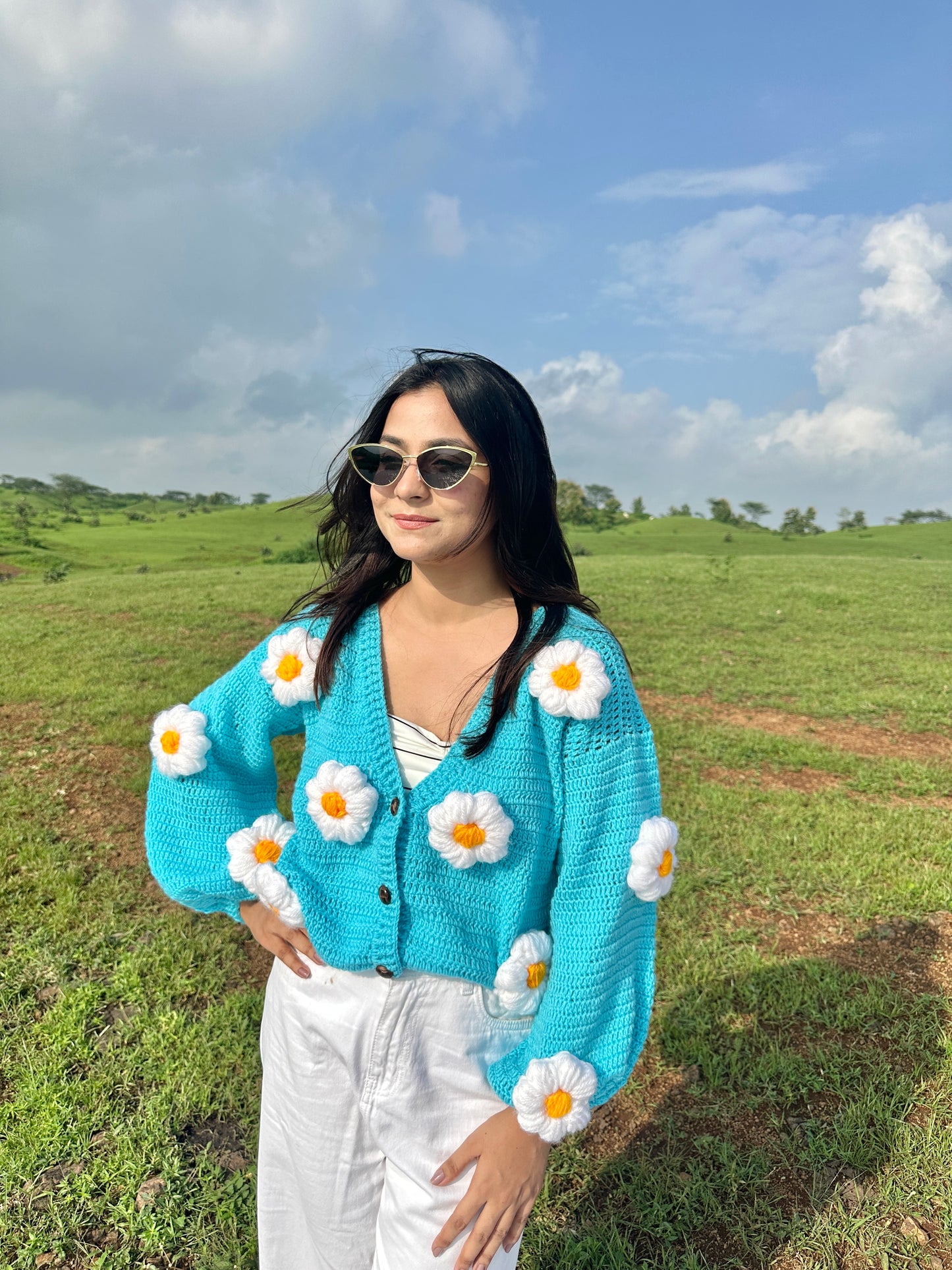 Blue Daisy Cardigan