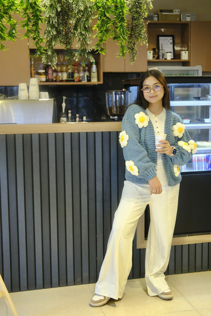 Teal Daisy Cardigan