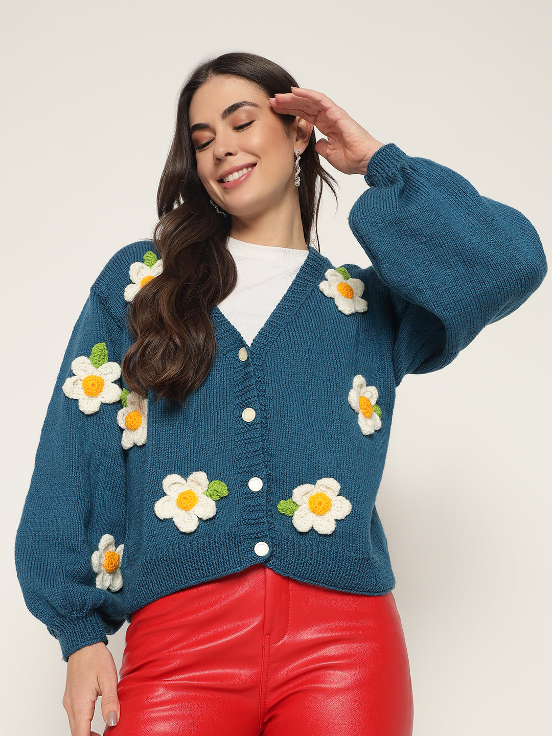 Isfahan Teal Daisy Cardigan