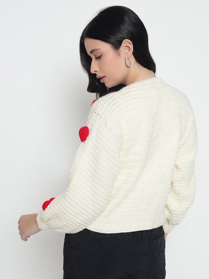 Cupid Heart Cardigan - Red Cream