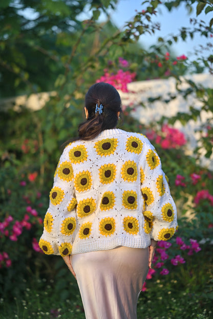 White Picnic Granny Cardigan