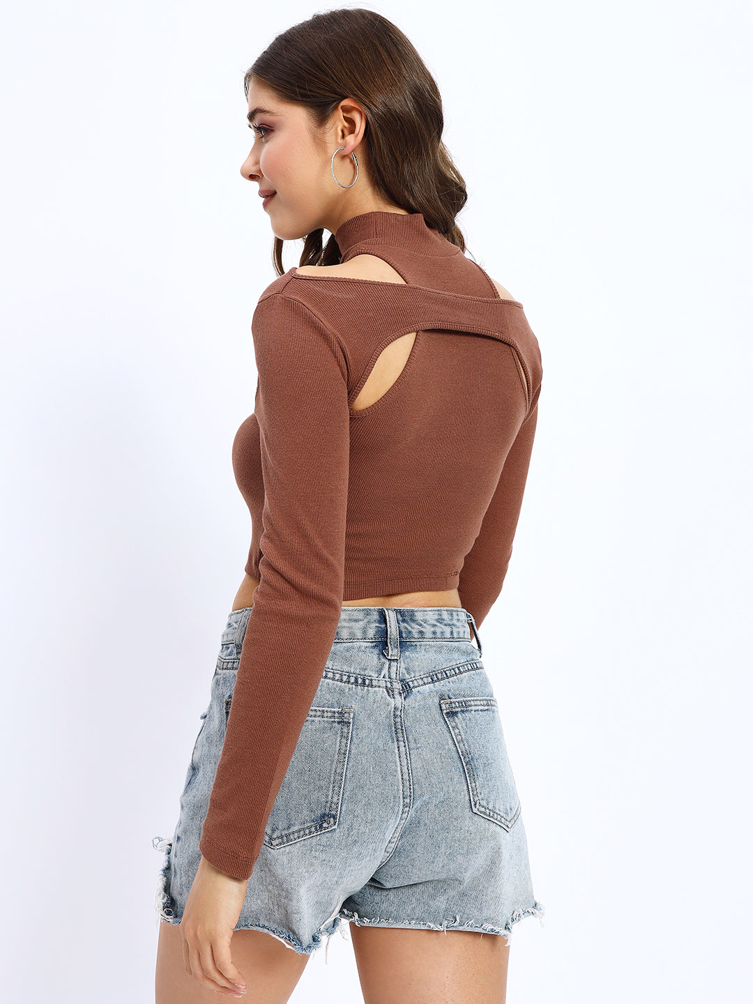 Brown Center Cutout Top