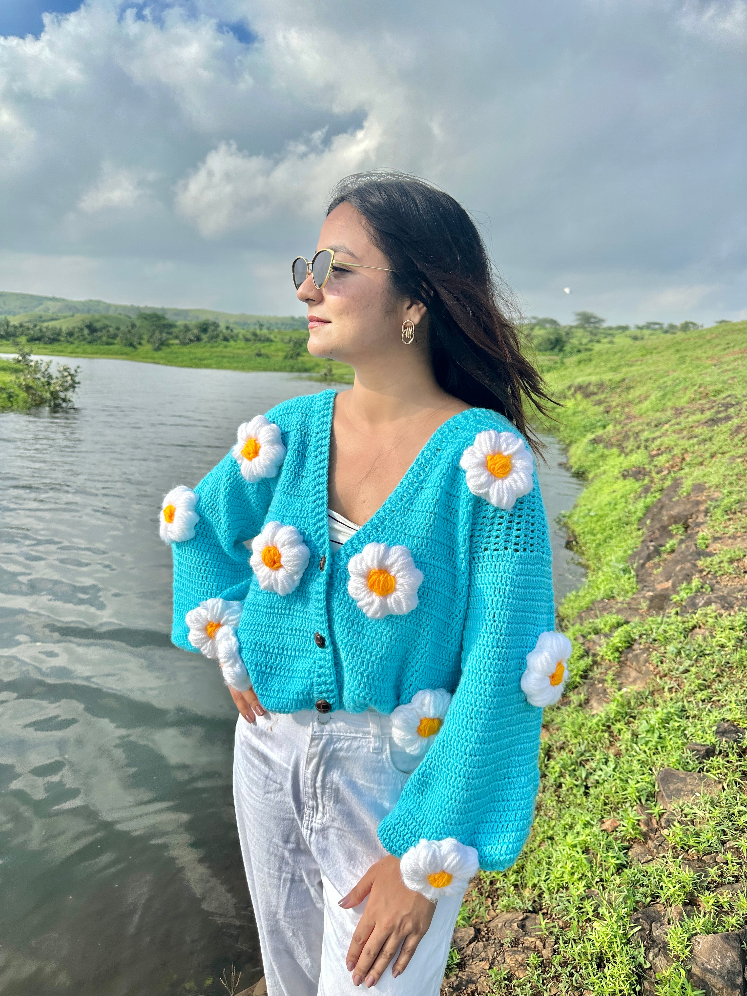 Blue Daisy Cardigan