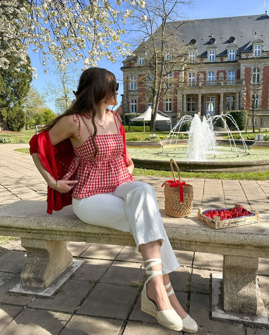 Red Chic Ghingham strapY top