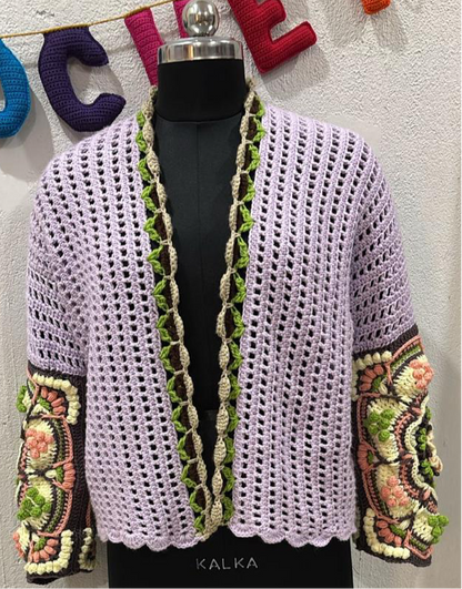 Intarsia Cardigan - Lilac