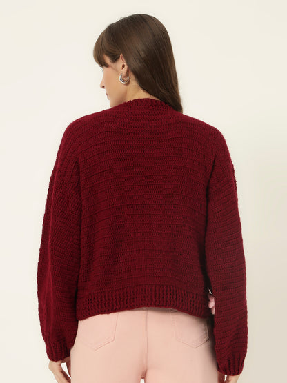 Dutch Flower Cardigan - Maroon