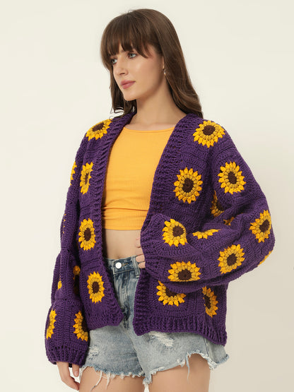 Rosemary Picnic Cardigan - Dark Purple