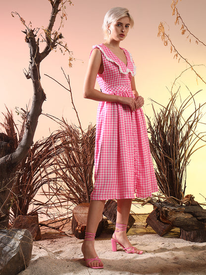 Hot Pink Ghingham Dress
