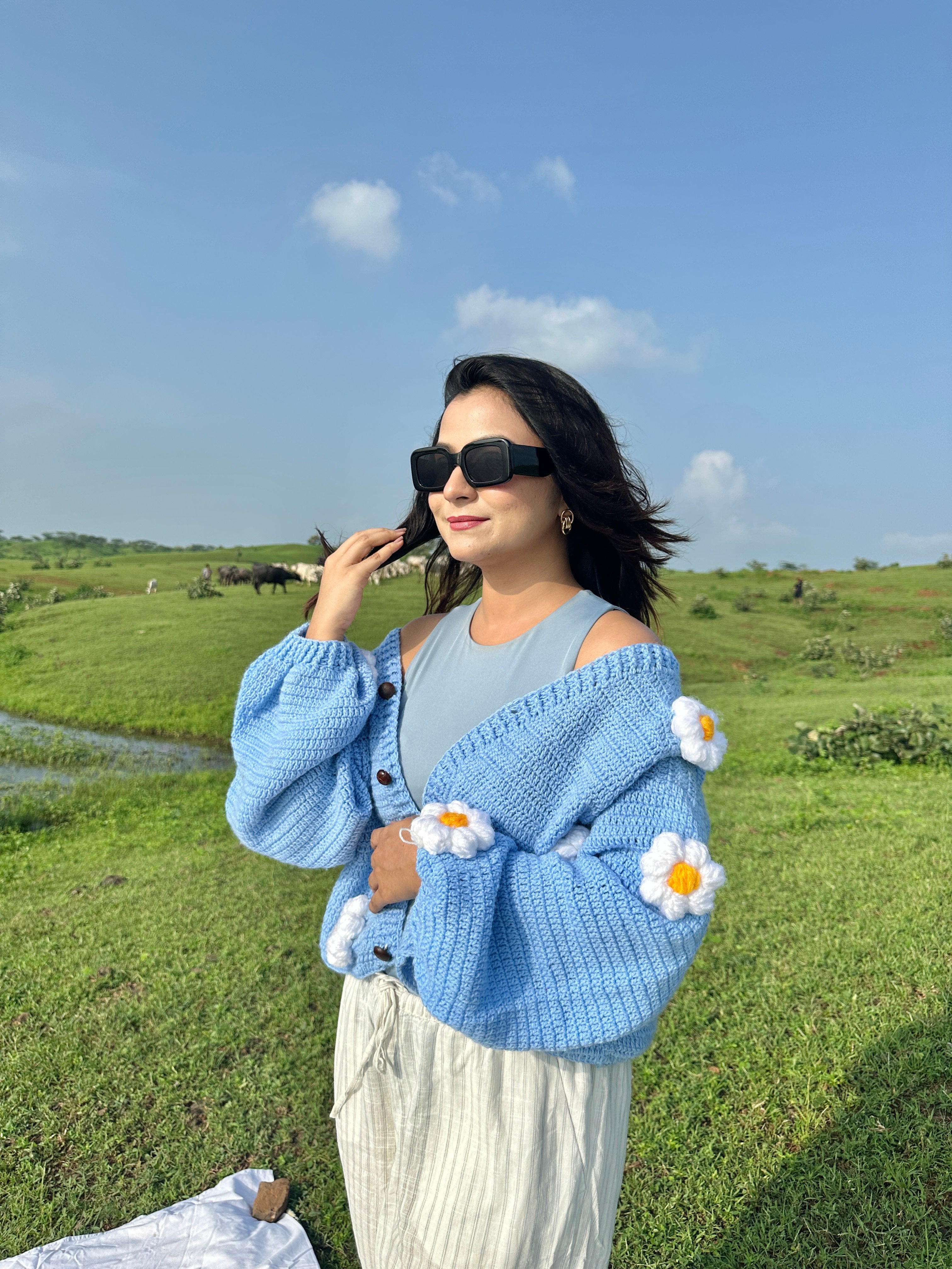 Day SkyBlue Daisy Cardigan