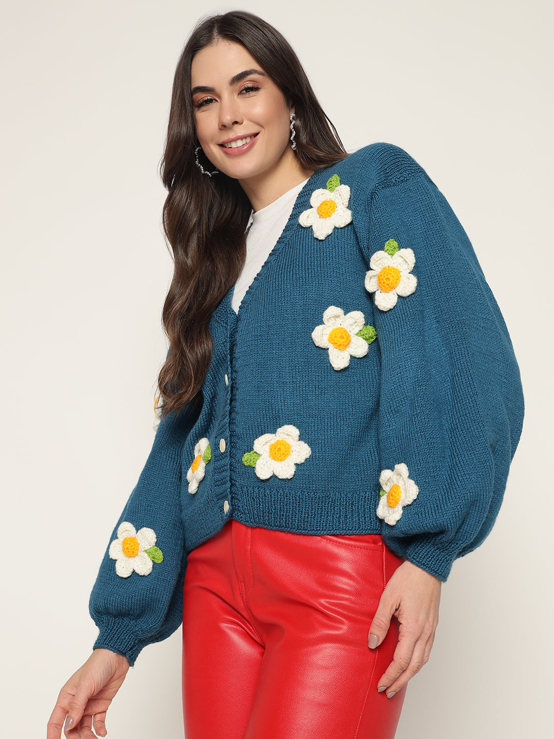 Isfahan Teal Daisy Cardigan