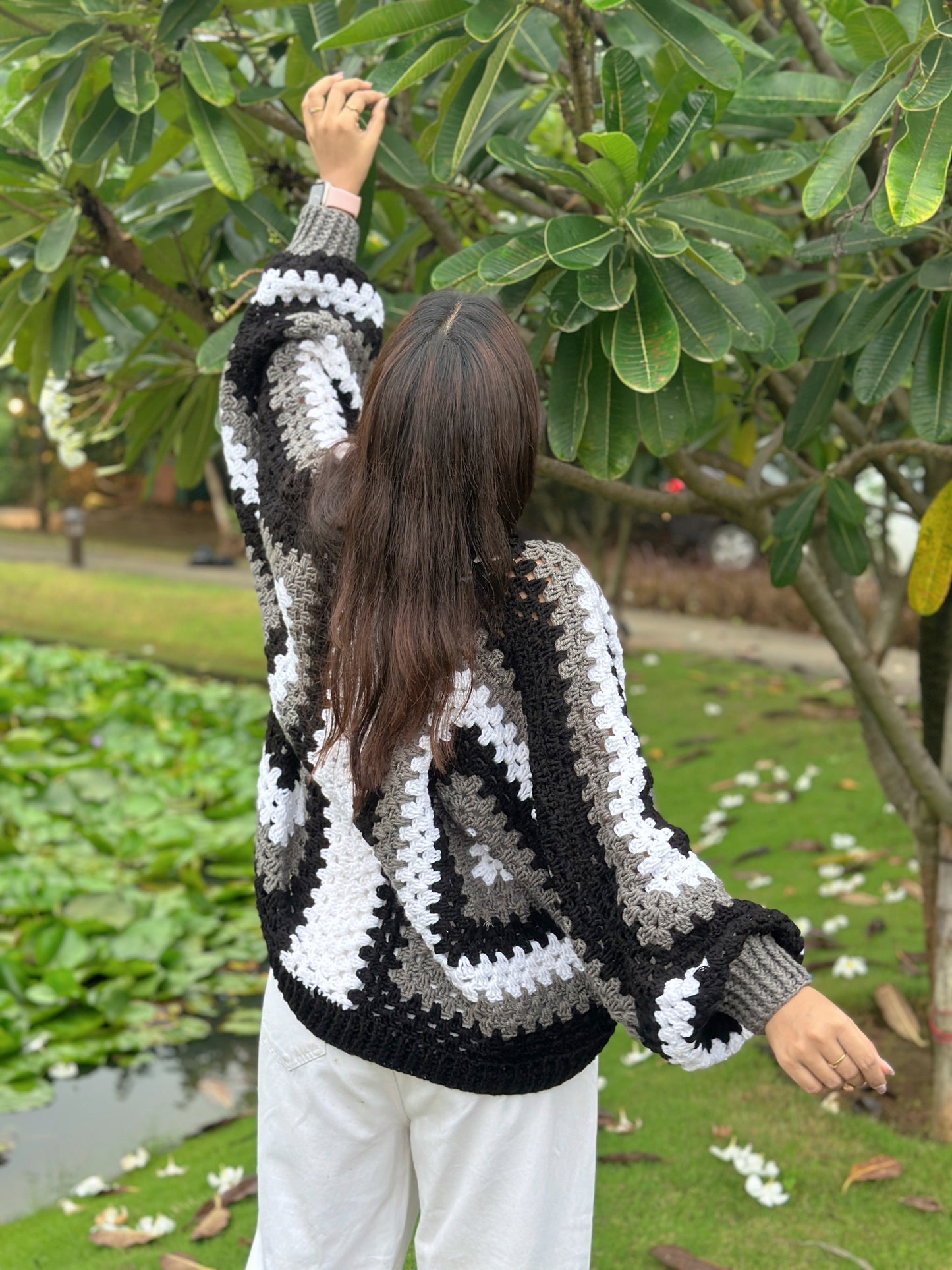 Artie Bohemian Handmade Cardigan - Black Grey