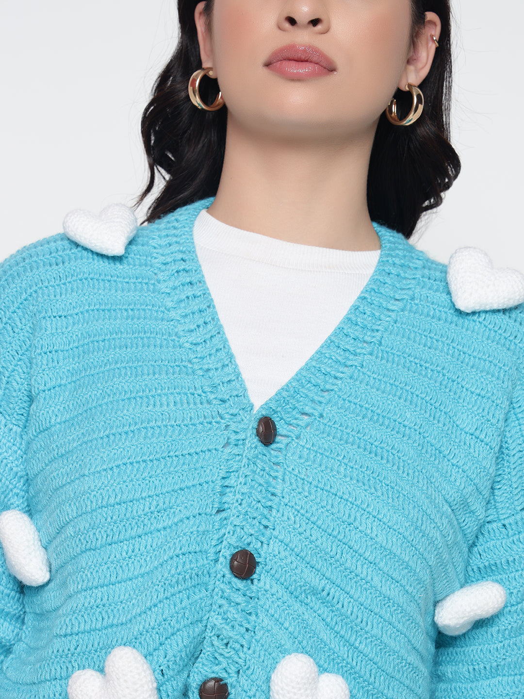 Cupid Heart Cardigan - White Blue