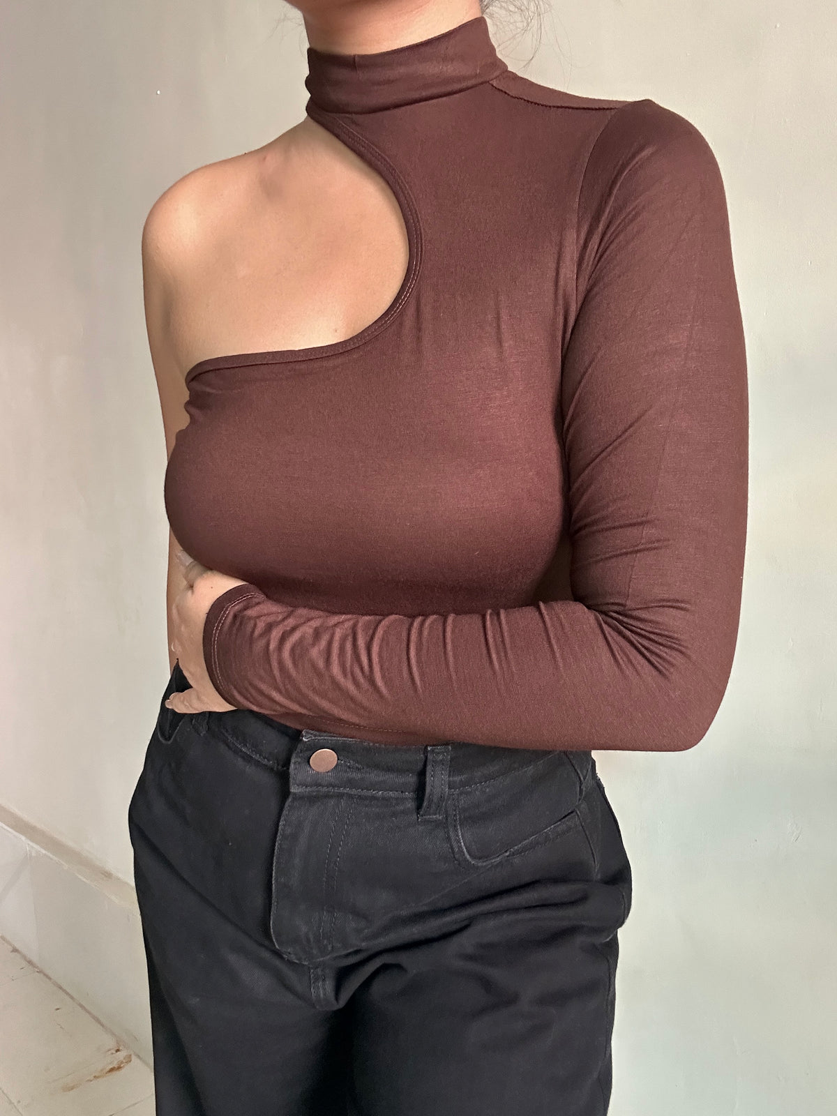 Side Brown Cutout Top