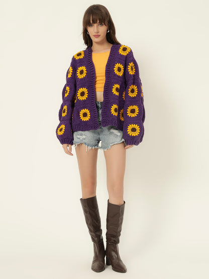 Rosemary Picnic Cardigan - Dark Purple