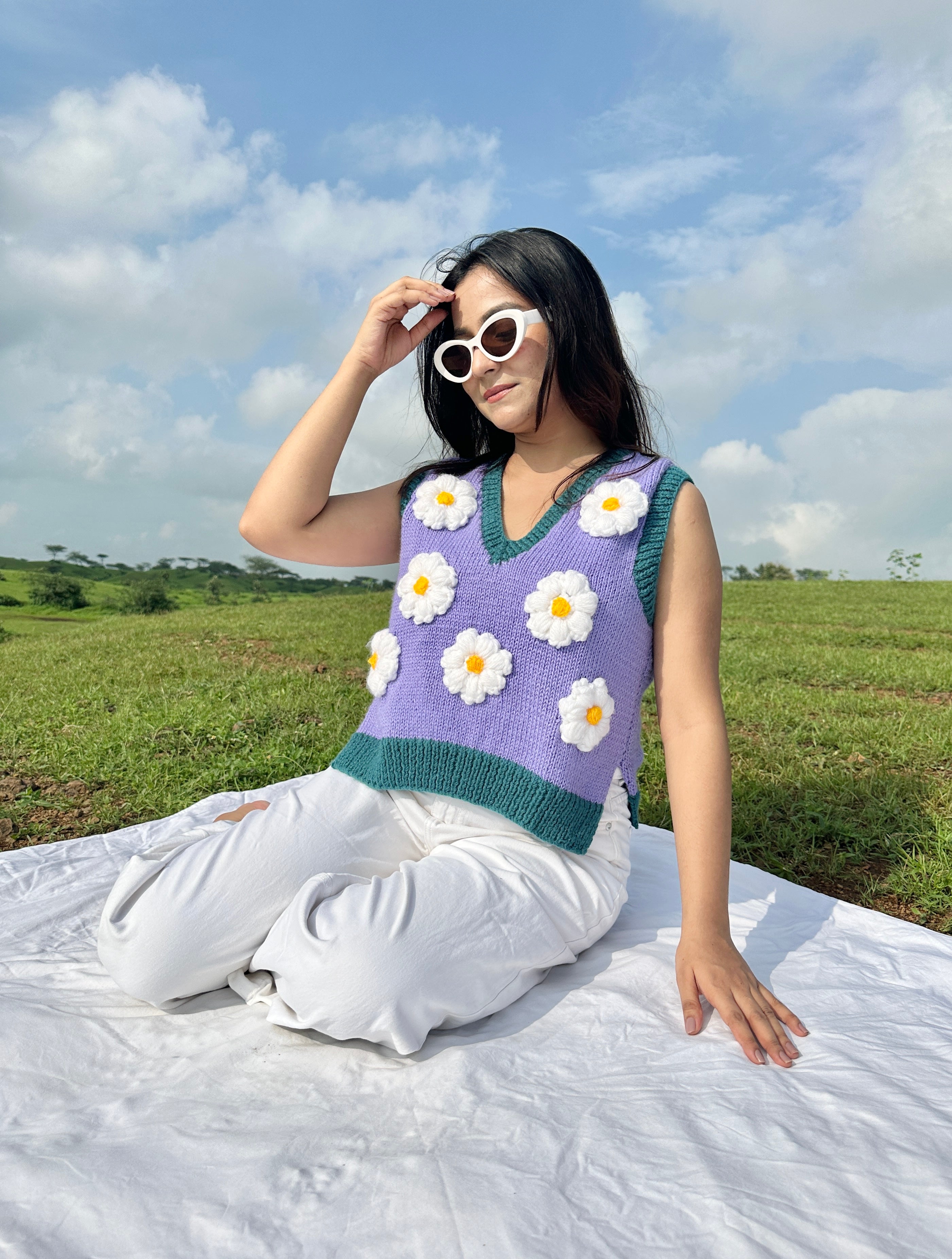 Purple Daisy Vest Coat