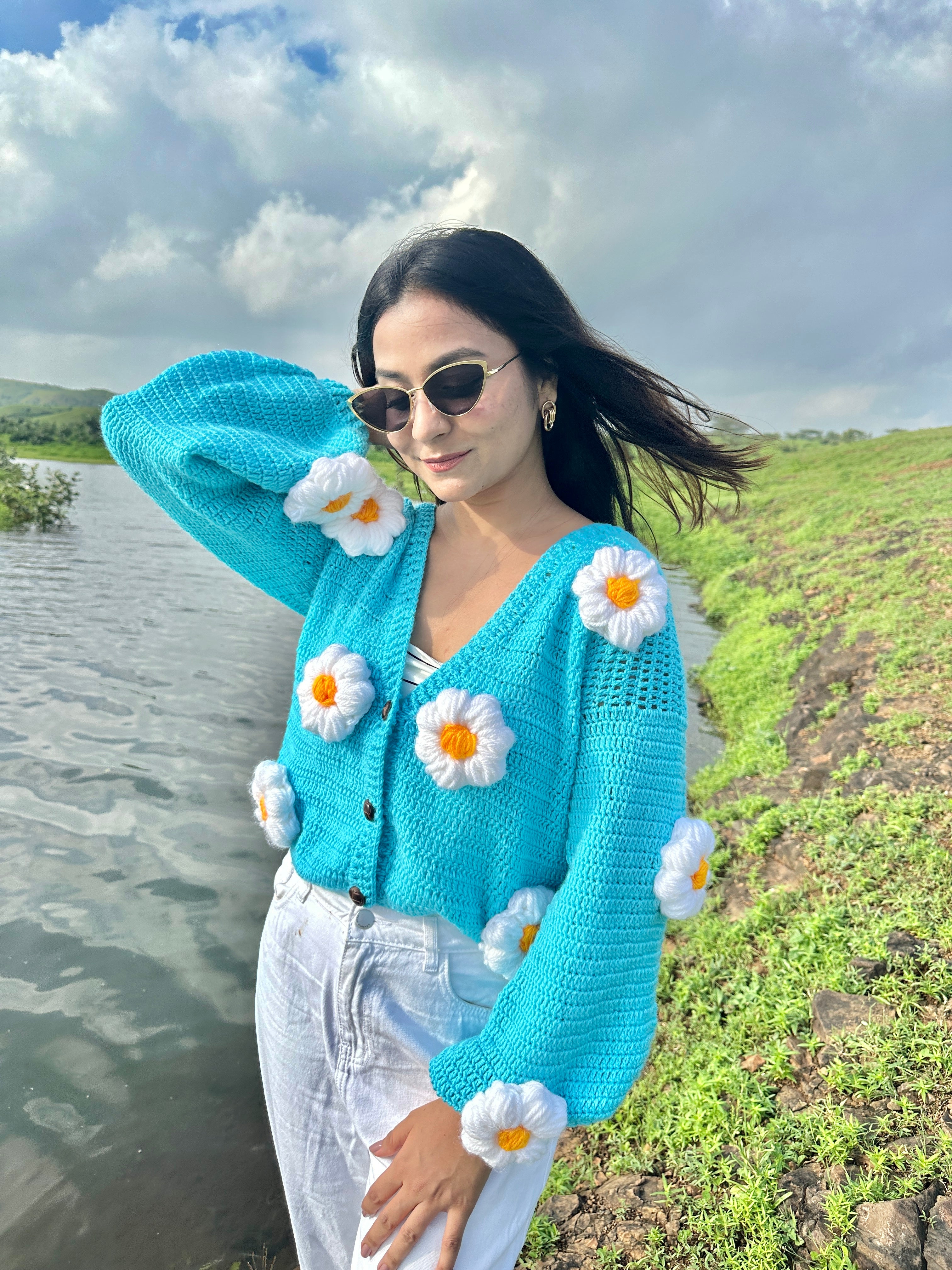 Blue Daisy Cardigan