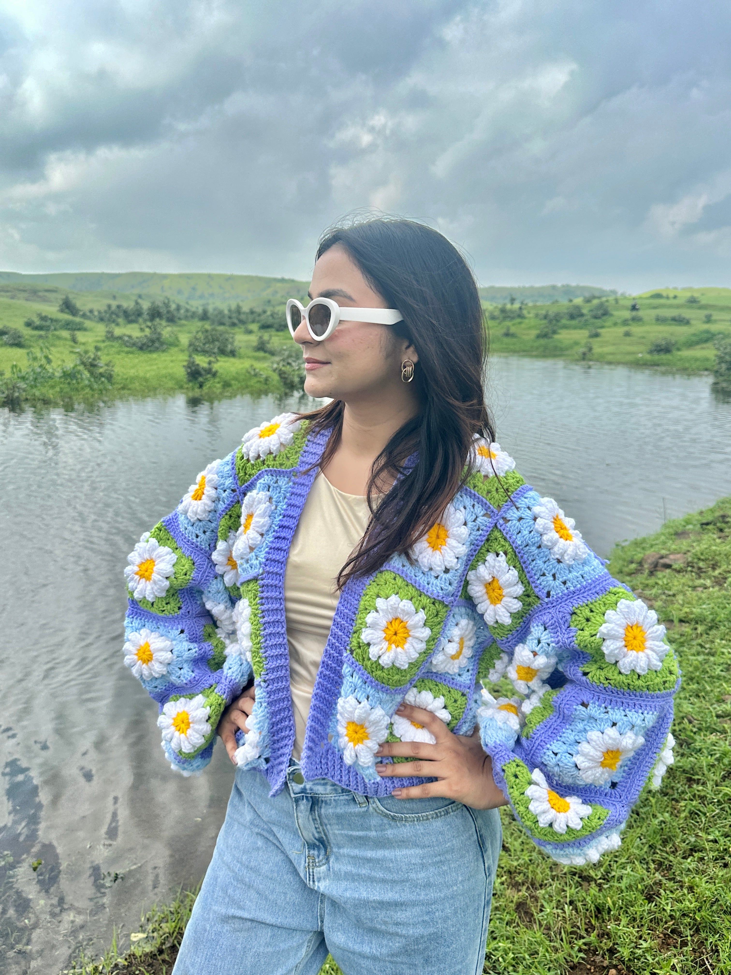 Dainty Daisy Handmade Cardigan