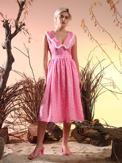Hot Pink Ghingham Dress